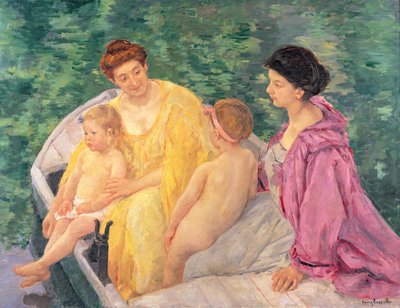 The Swim, or Two Mothers and Their Children on a Boat by Mary Cassatt